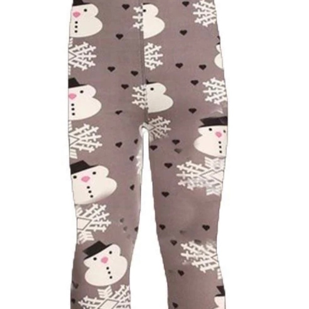 Girls Snowman Print Leggings Size Small/Medium